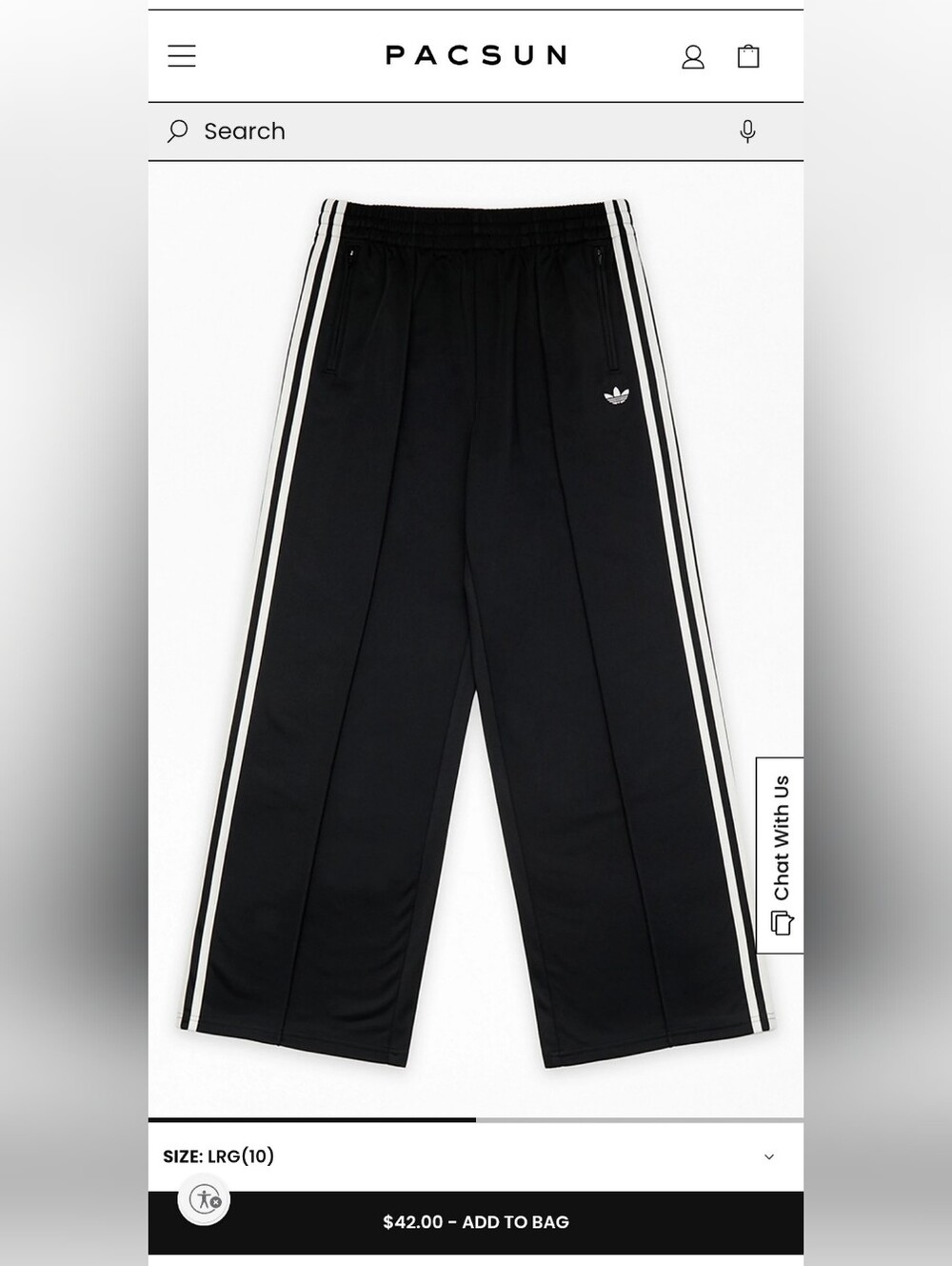 adidas kids black Firebird 🐦‍🔥 wide leg track pants sz Medium 8